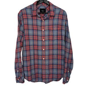 Rails Lennox Plaid Flannel Button Down Shirt Mens Medium Long Sleeve Blue Red
